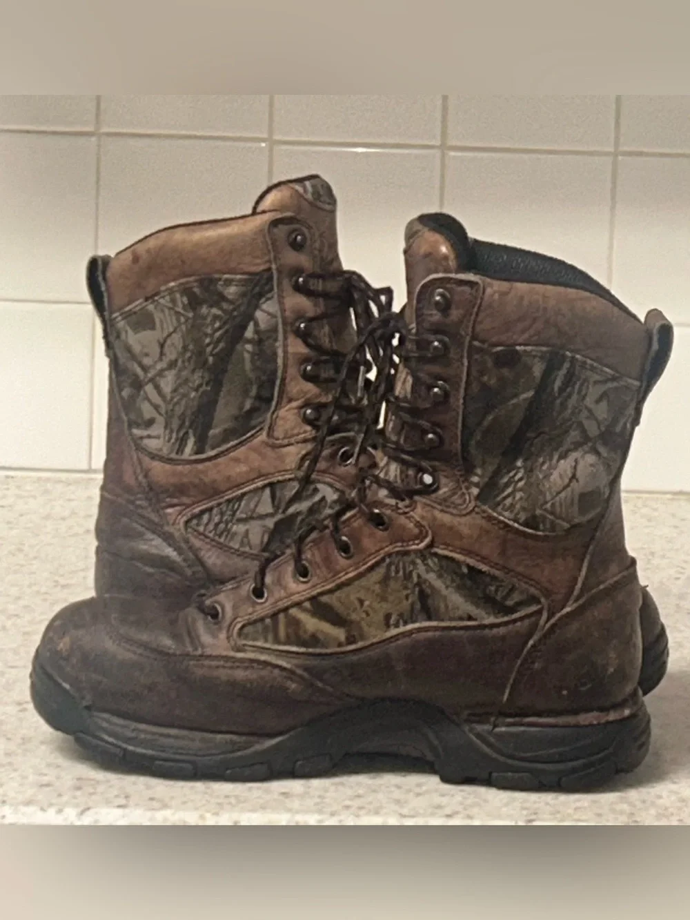 Danner GORE-TEX Men' Brown Camo  Waterproof Hunting Boots Full Grain Leather 9.5